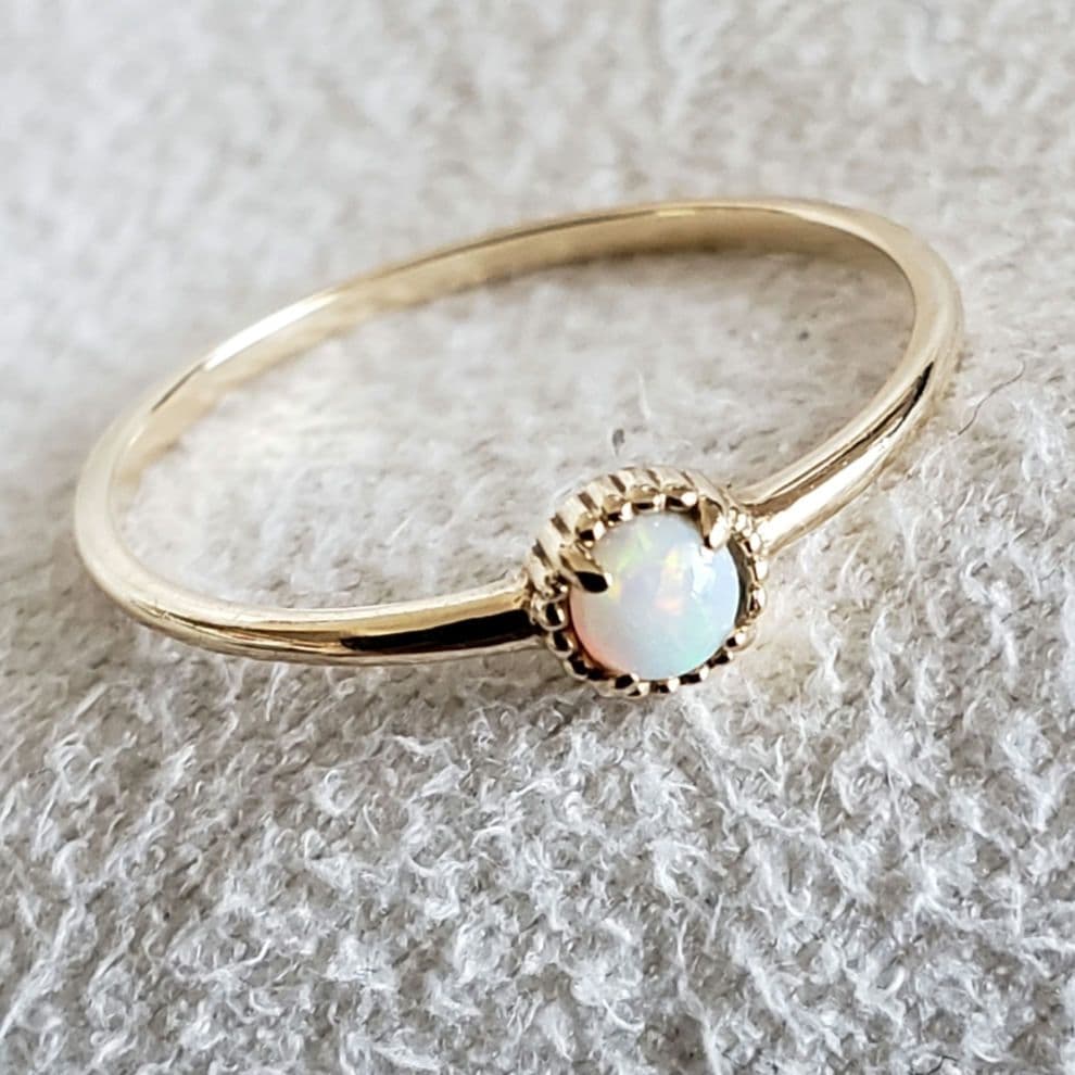 『エル』オパール♡9号【ノワールドプーペ】K10 虹色 ゴールドリング☆