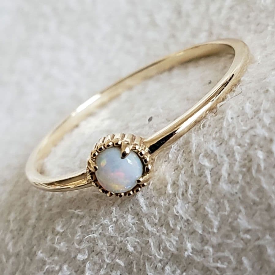 『エル』オパール♡9号【ノワールドプーペ】K10 虹色 ゴールドリング☆