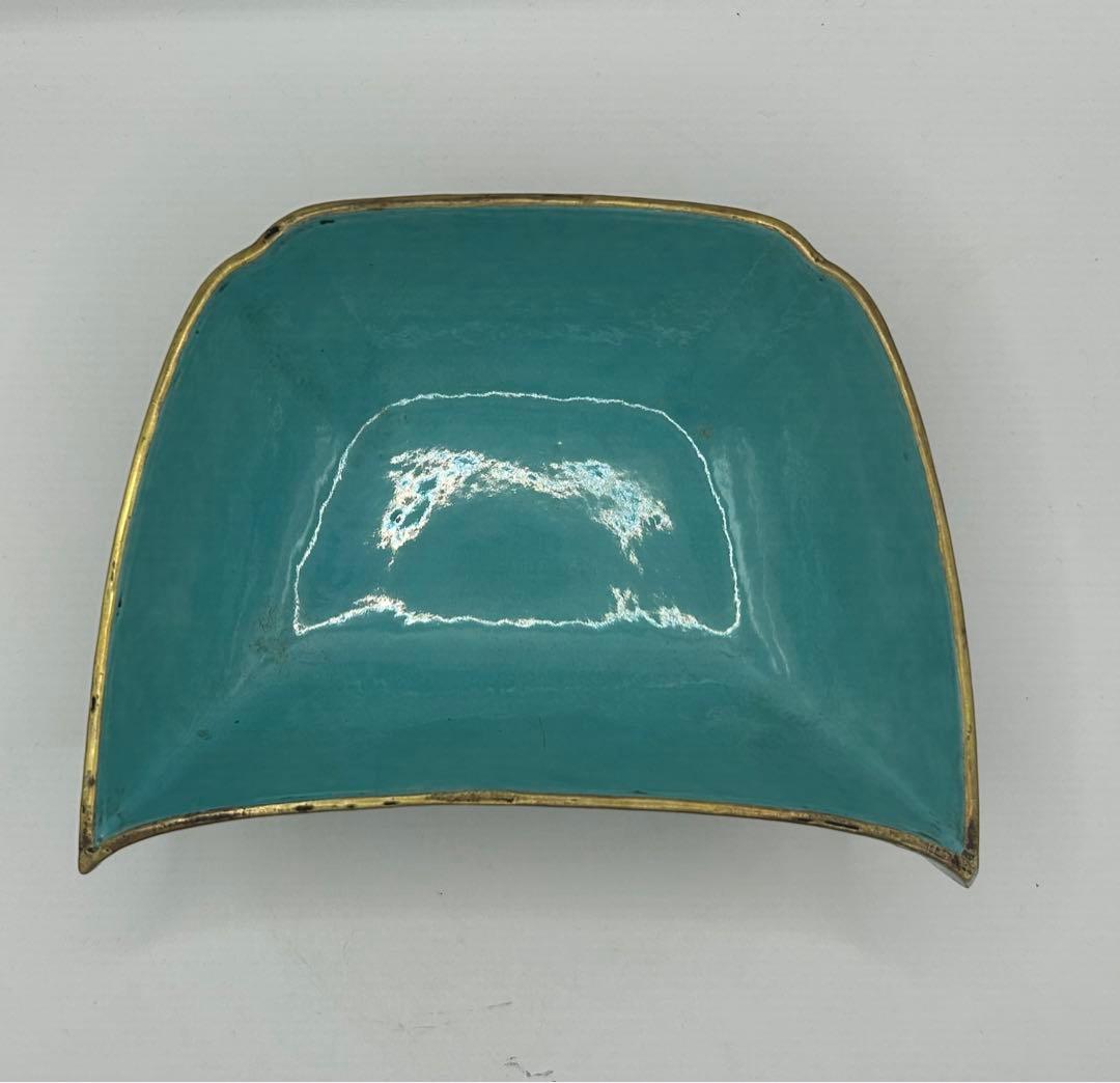 中国　清時代　官窯　大清嘉慶年製　粉彩花卉胡蝶紋馬蹄型碗　送料込み0927