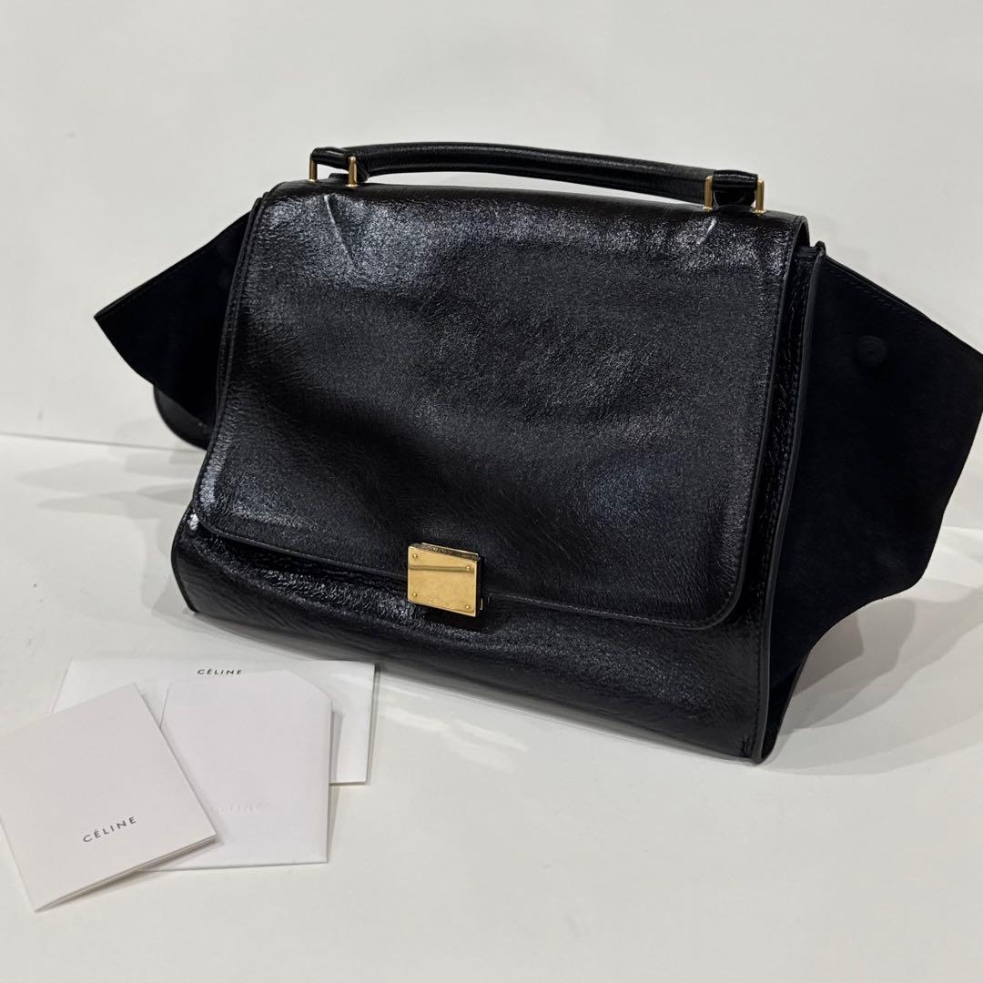 【限定特価】ショルダーバッグセリーヌ 2WAYハンドバッグトラペーズ　ブラック