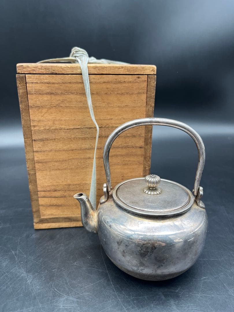 【純銀製】急須 箱付き 刻印あり