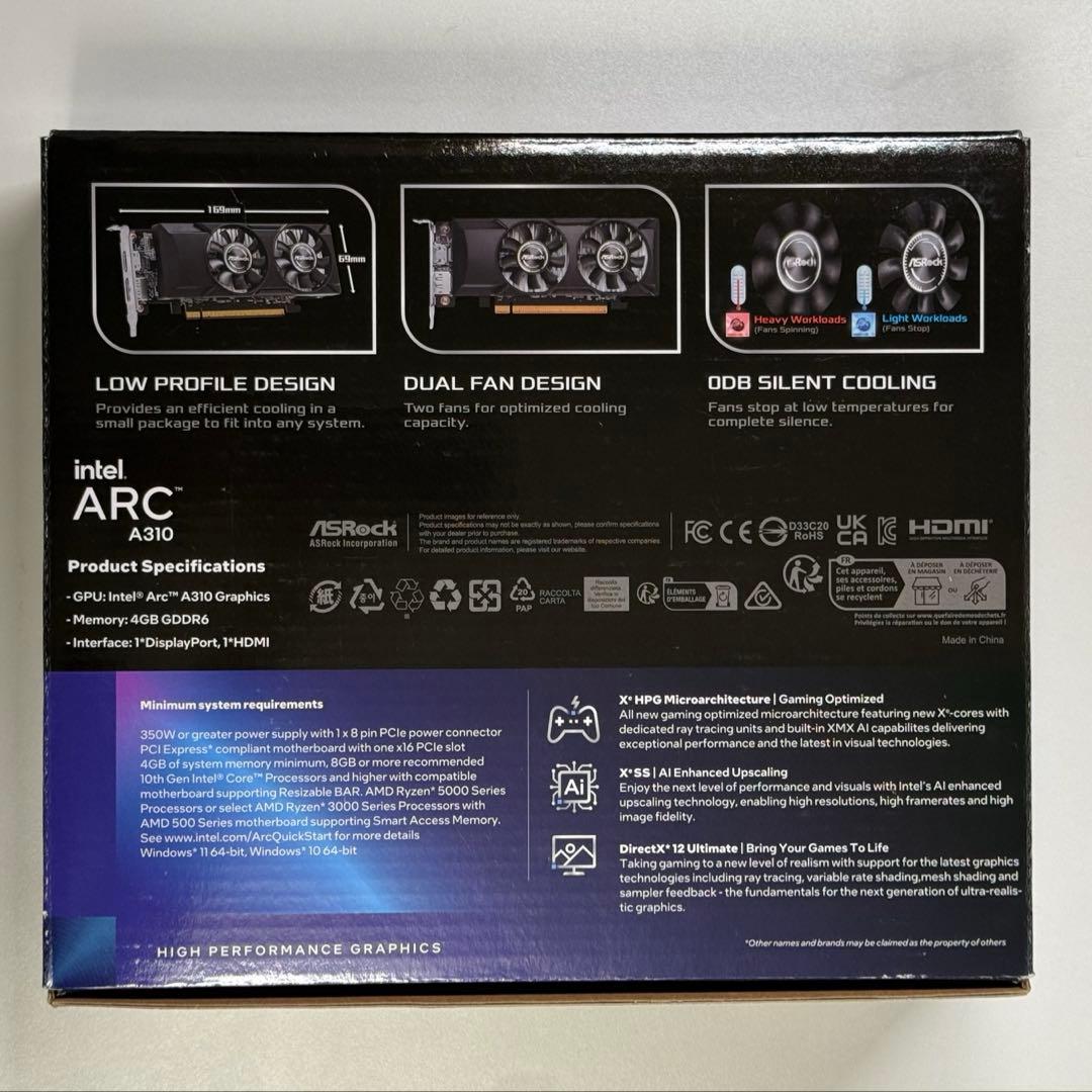 グラフィックボード・グラボ・ビデオカード ASRock Intel Arc A310 Low Profile 4GB