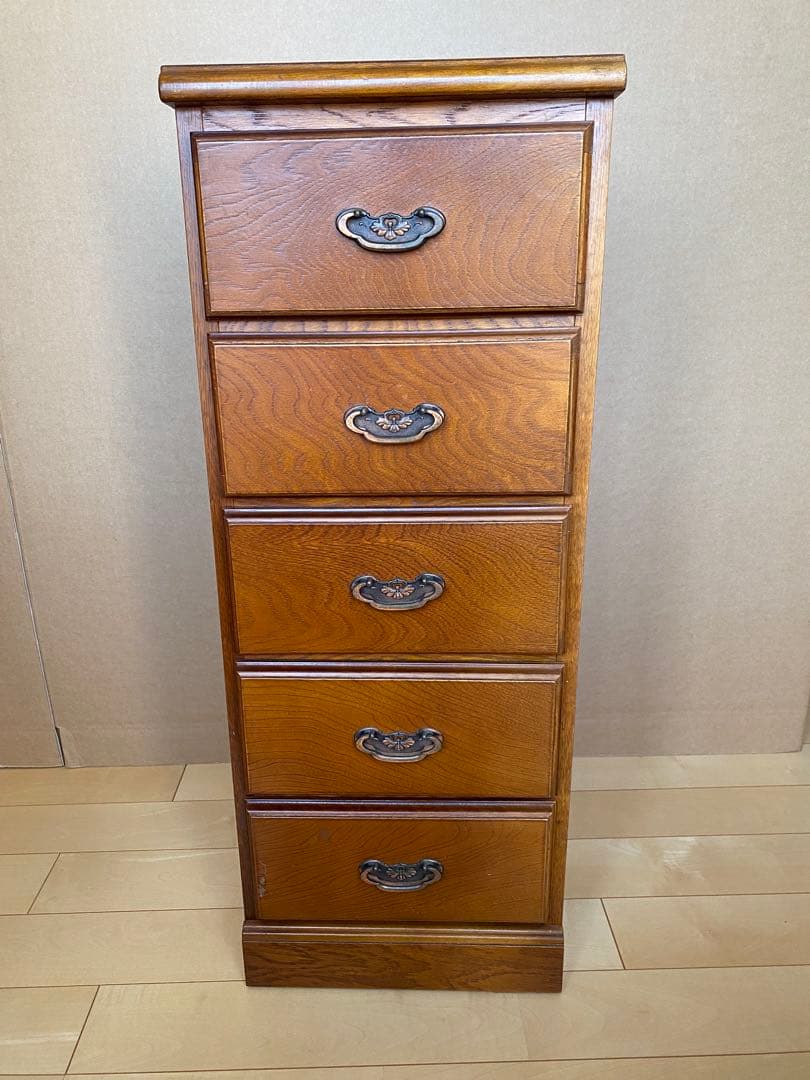 木製チェスト 5段 引き出し付き