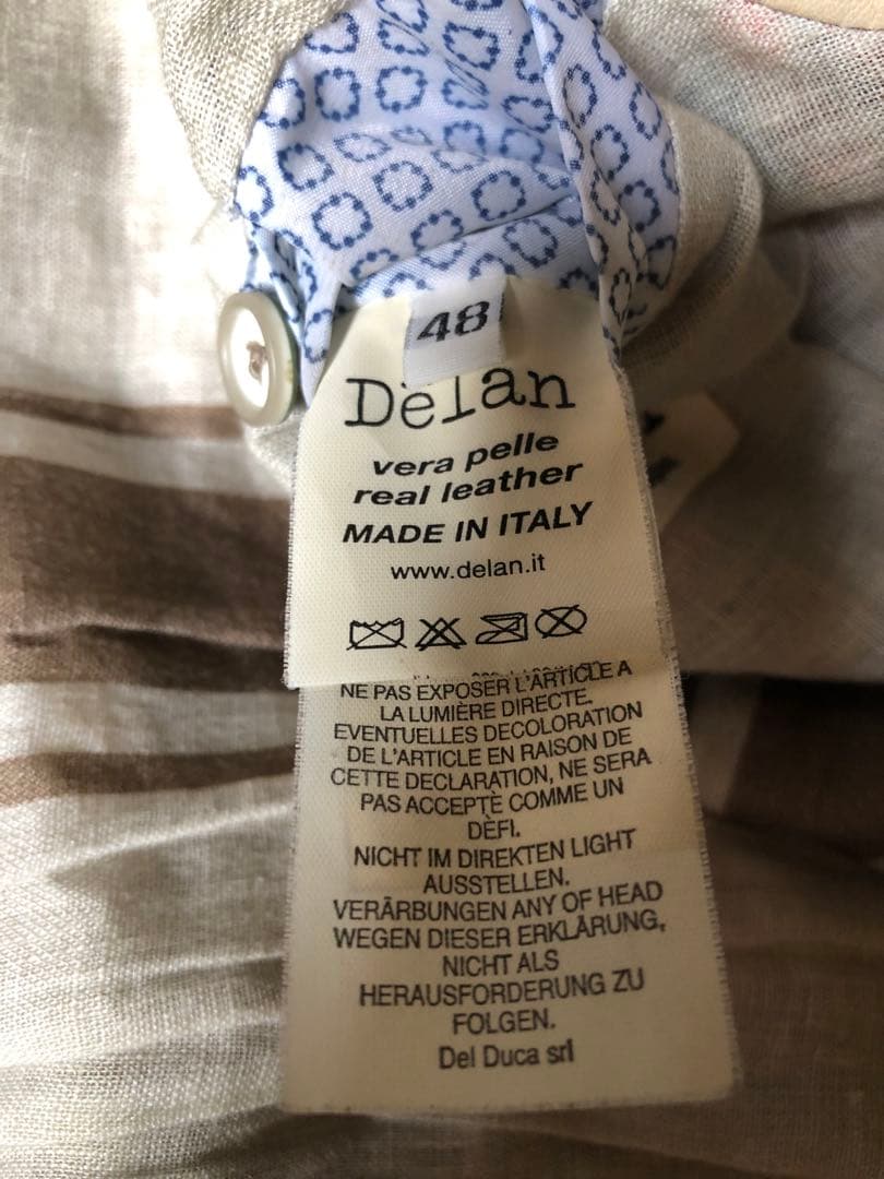 Delan デラン　イタリア製　レザージャケット　サイズ48 ベージュ