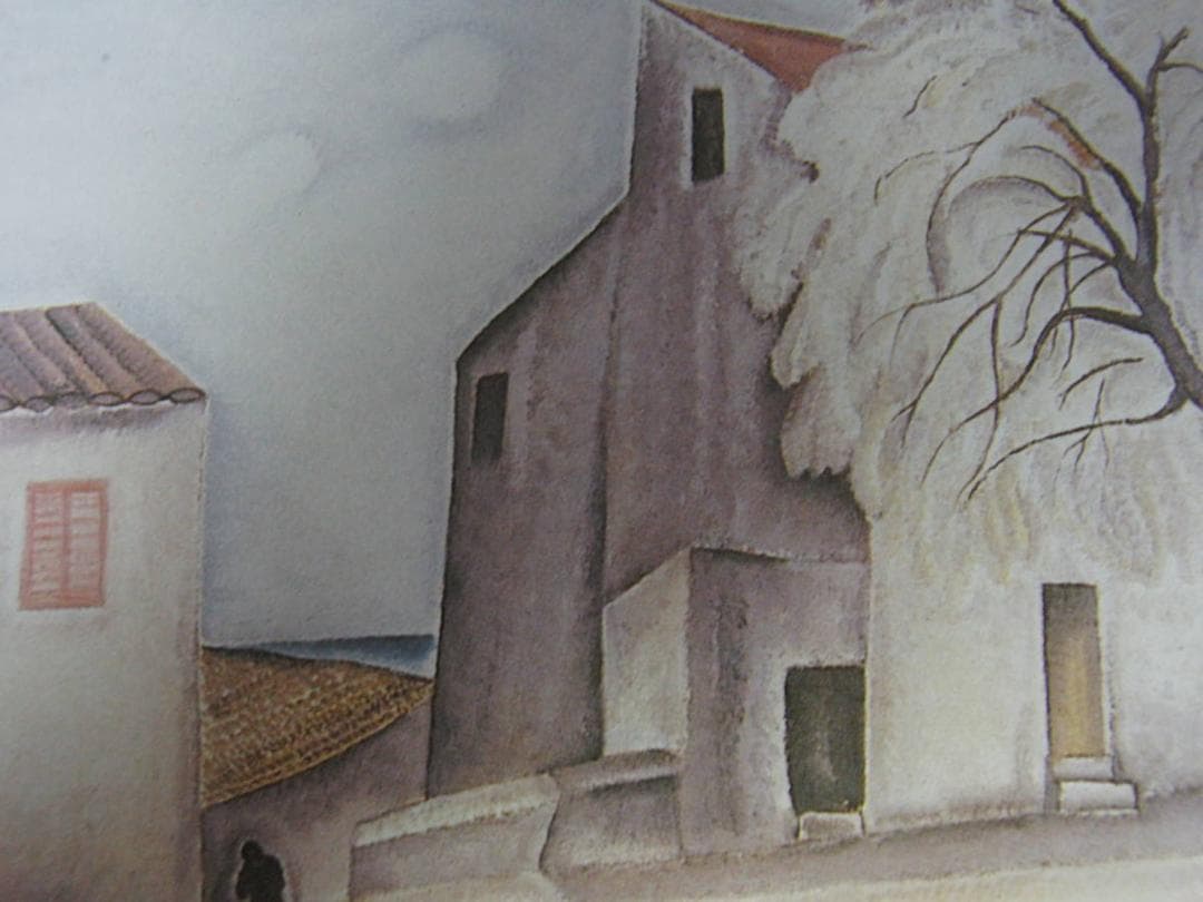 藤田嗣治、「Paysage de Cagnes」、希少画集の額装画、人気作品