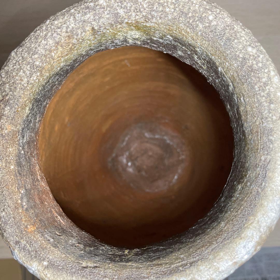 特大優品　人気陶芸家　神山清子　信楽自然釉面取花入　共箱