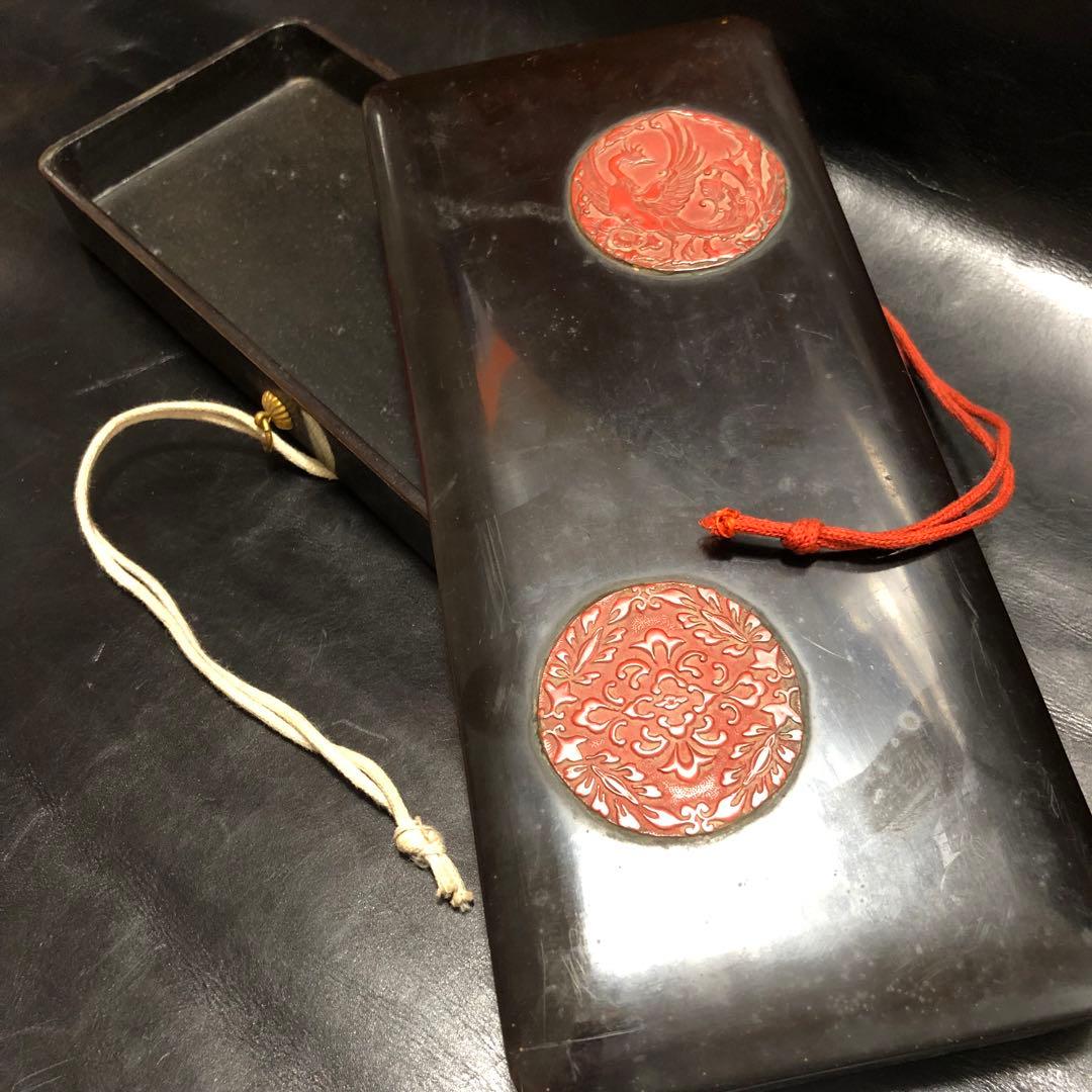 古美術◆蔵から漆塗りのカッコイイ鳳凰があしらわれた箱、入れ物、筆入れが出て来た。