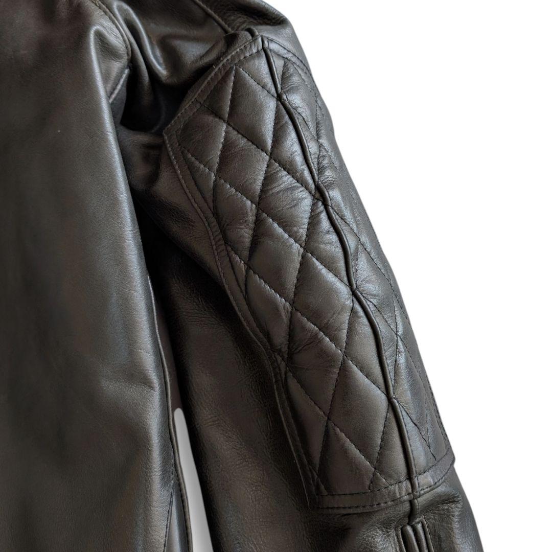 バークボックス 裏キルティング レザー ライダースジャケット 38 ブラック