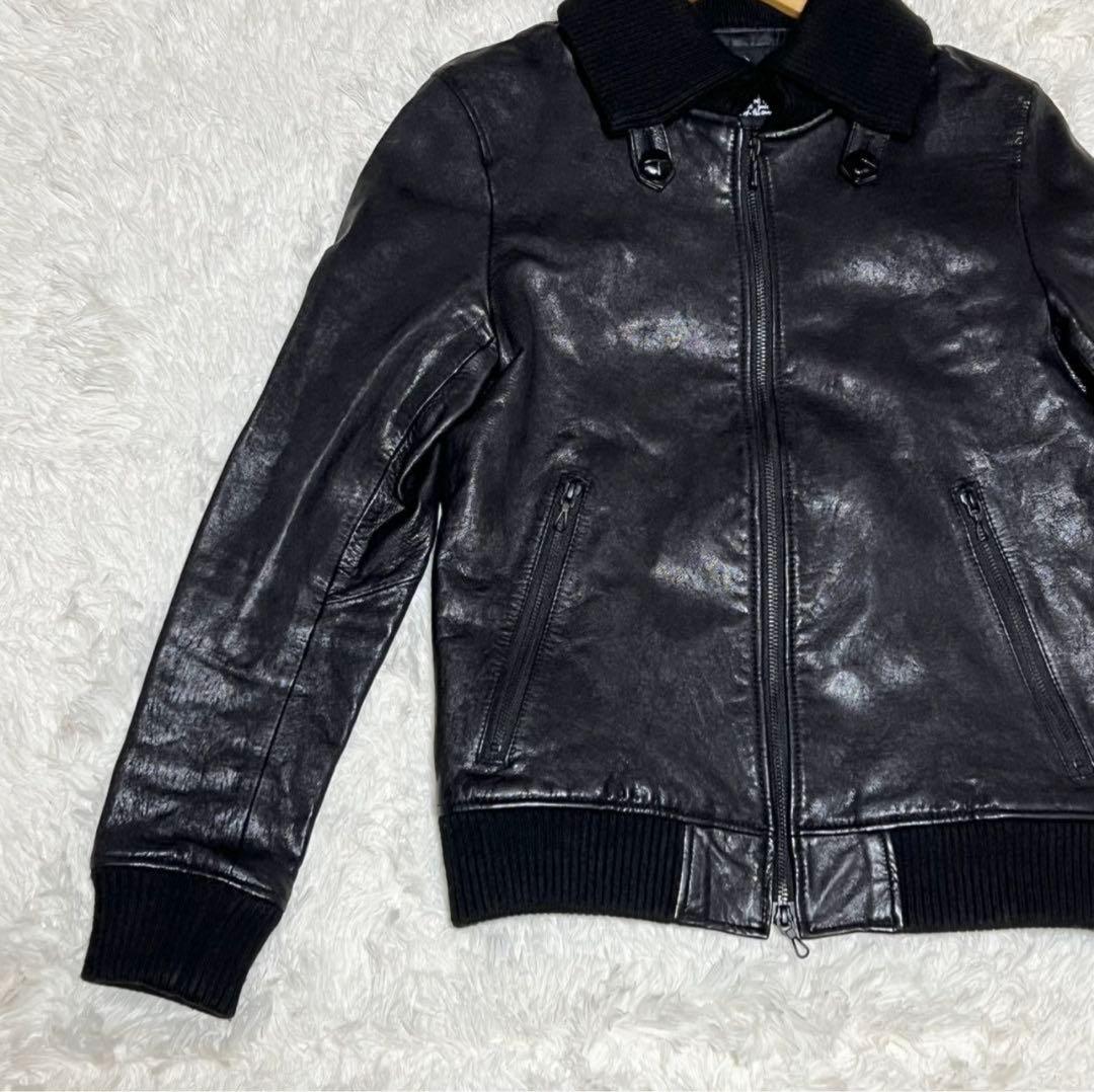 【美品】 ドンキーカラー WASHED レザージャケット ナノユニバース