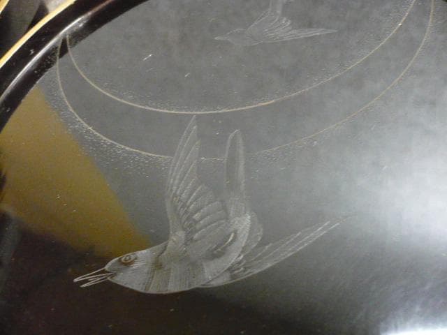 黒塗 金縁 月夜ガラス 足付き 銘々盆 5枚 [B31445]