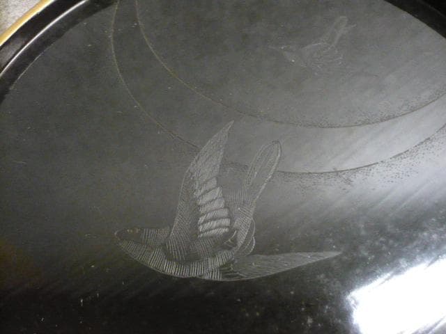 黒塗 金縁 月夜ガラス 足付き 銘々盆 5枚 [B31445]