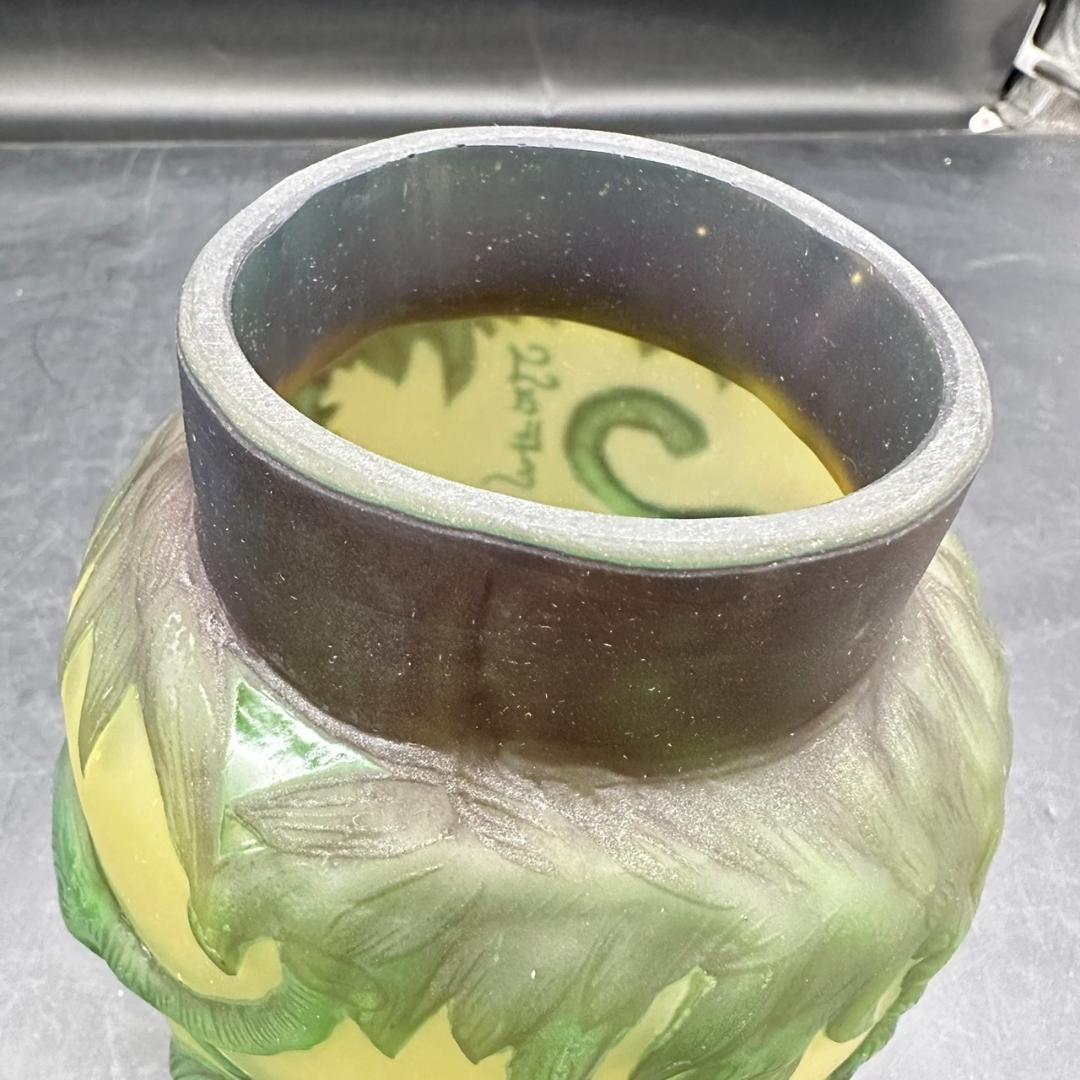 エミール　ガレ　特大　群像紋　花器　花瓶　技法スフレ　被せガラス　 高さ20