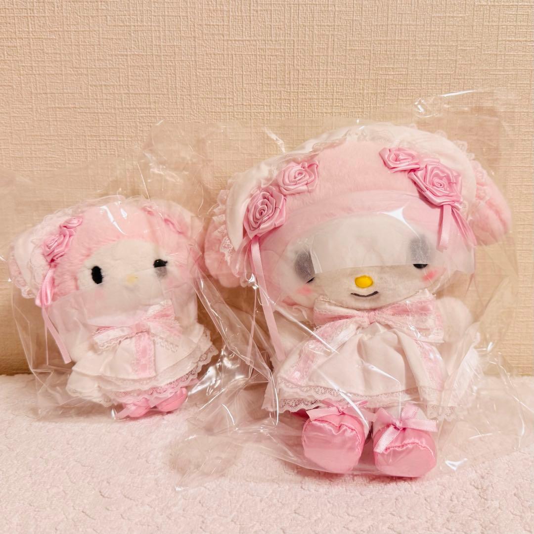 サンリオ　マイメロディ ぬいぐるみ ホワイトフリルデザイン　マスコット　2点