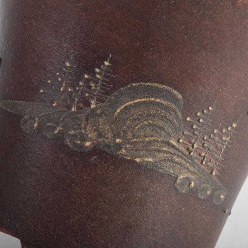 中国　鎧画軒　朱泥　漢詩山水文　鉢　4点まとめて　V　8948