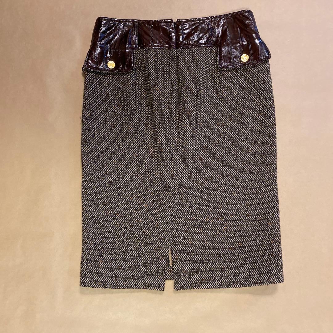 D&G ブラウン系ツイードタイトスカート