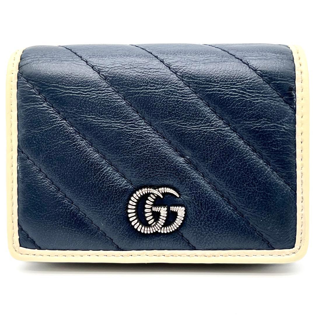 【美品】GUCCI 二つ折り財布　キルティング　GGマーモント　573811
