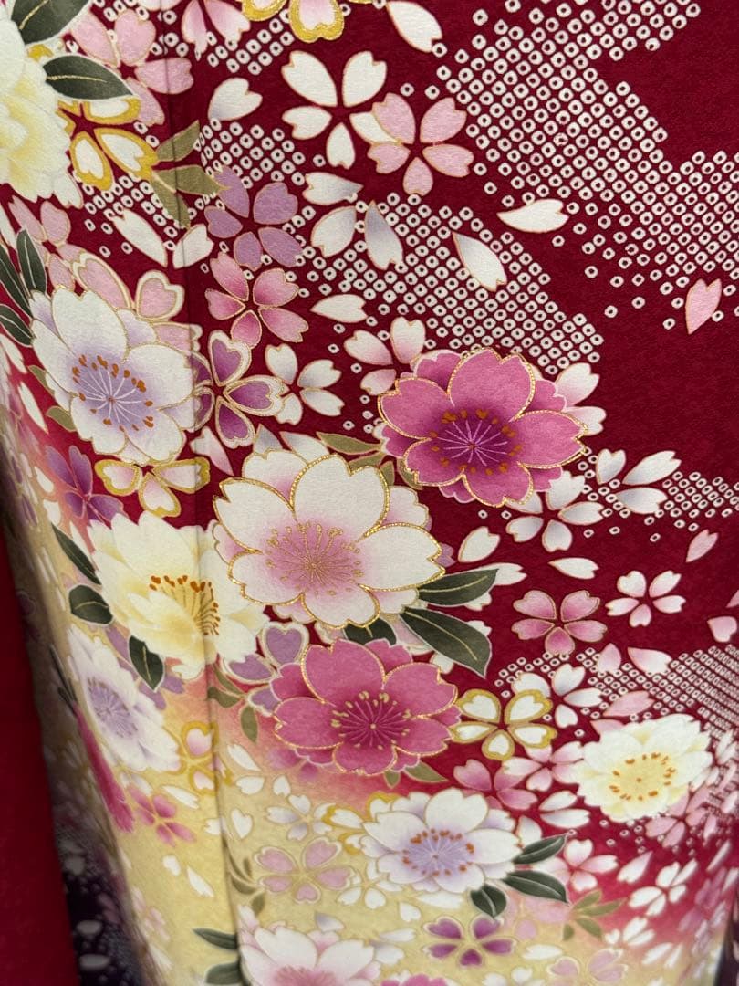 新春セール！　正絹長襦袢付き裄７０．５ｃｍ　豪華　５点セット刺繍振袖