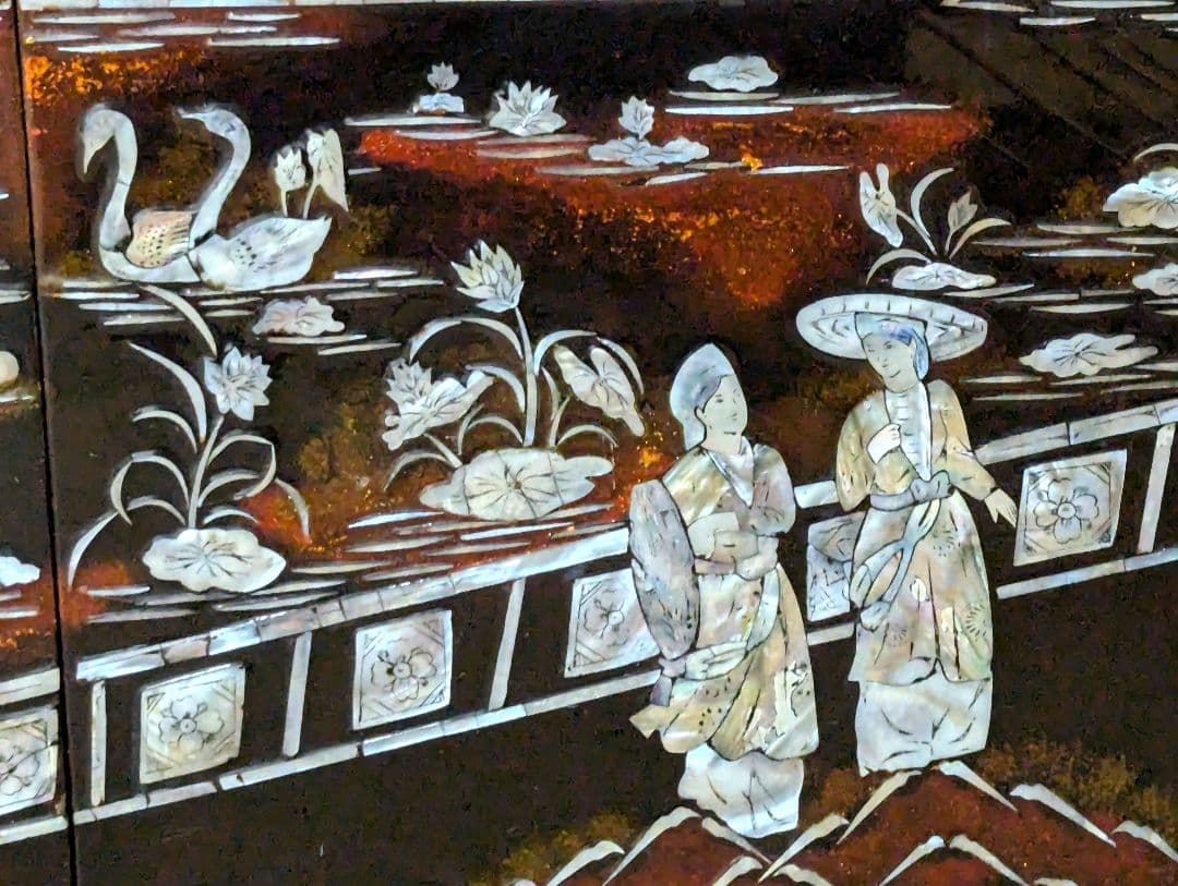 中国螺鈿絵　アンティーク　4枚組　壁掛け