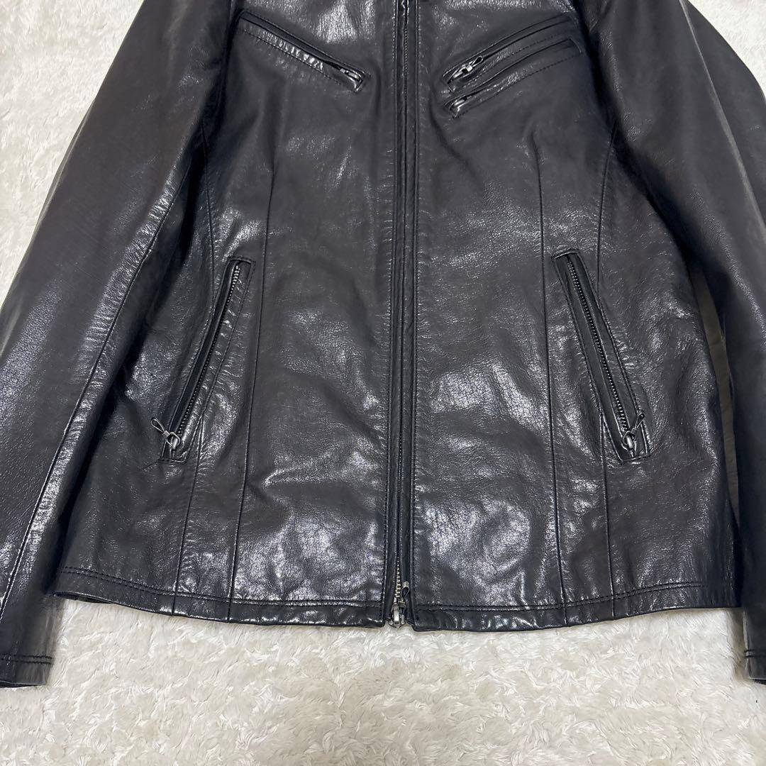 美品 FUGA 光沢 leather jacket 平成 y2k V系 46 L