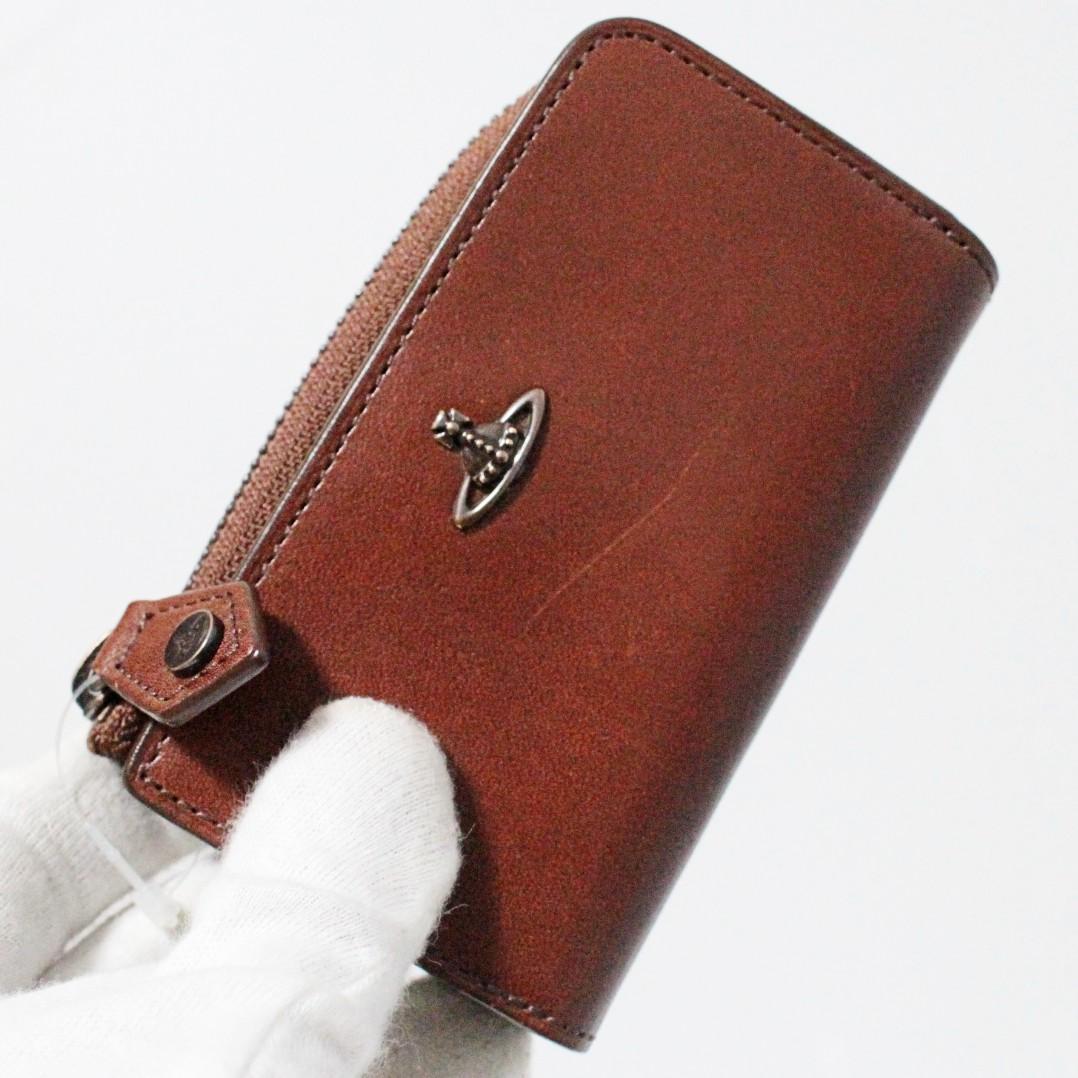 新品 ヴィヴィアンウエストウッド レザー4連キーケース ファスナー小銭入れ 茶系