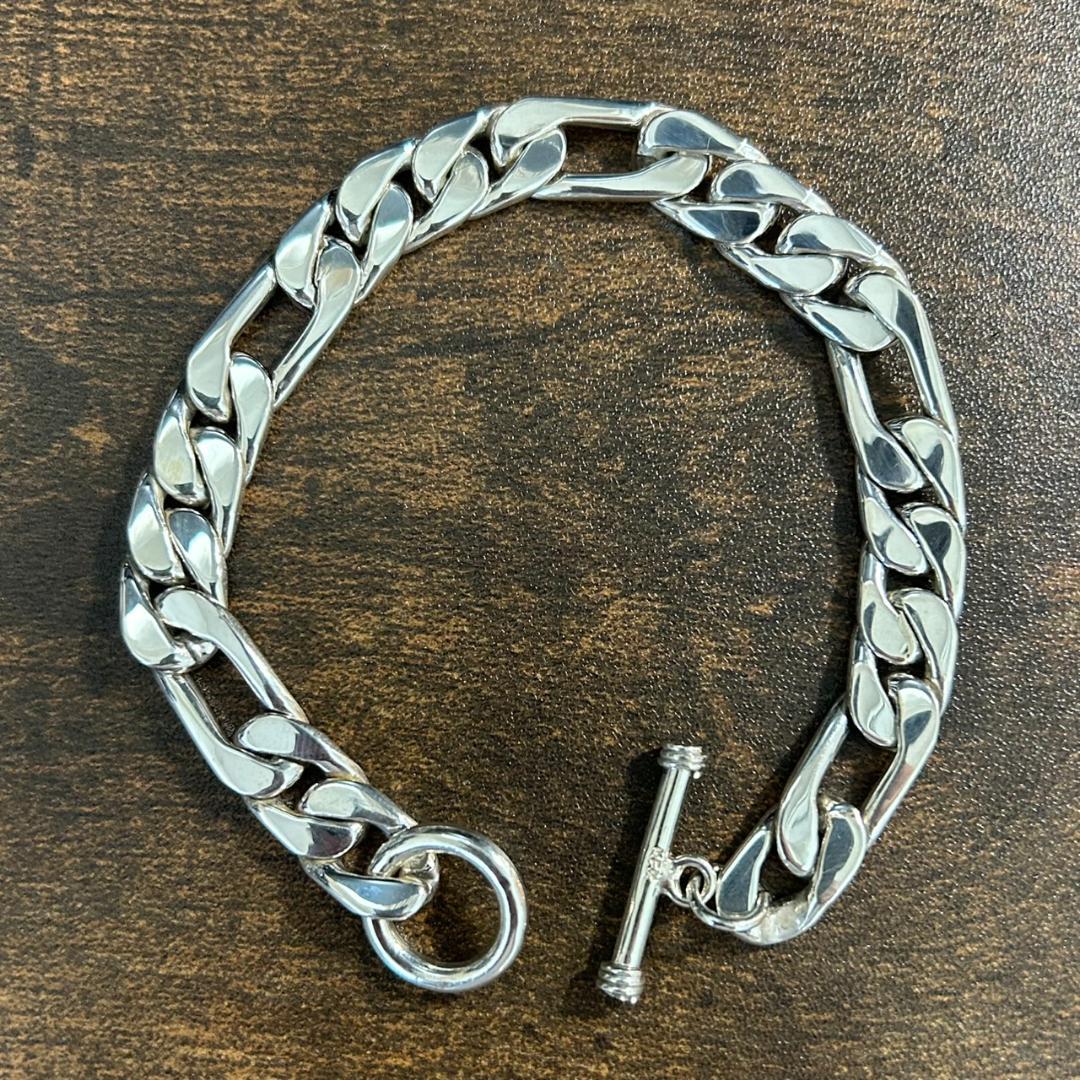 メキシコ Taxco製 シルバー925 フラットカーブチェーンブレスレット
