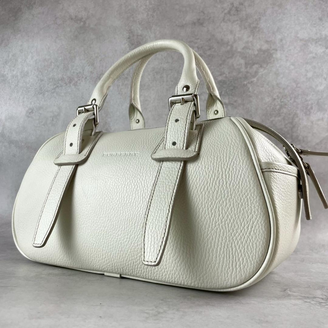 極美品✨ BURBERRY バーバリー ノバチェック レザー ハンドバッグ 白