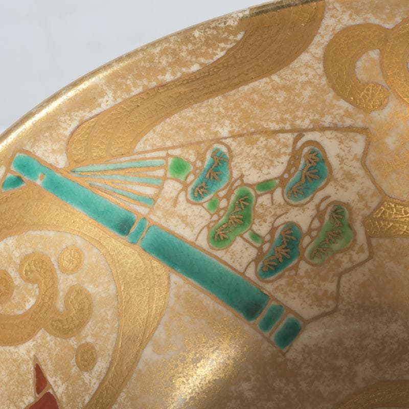 茶道具　京焼　上山善峰作　金砂子　扇面流茶碗　共箱　V　9825