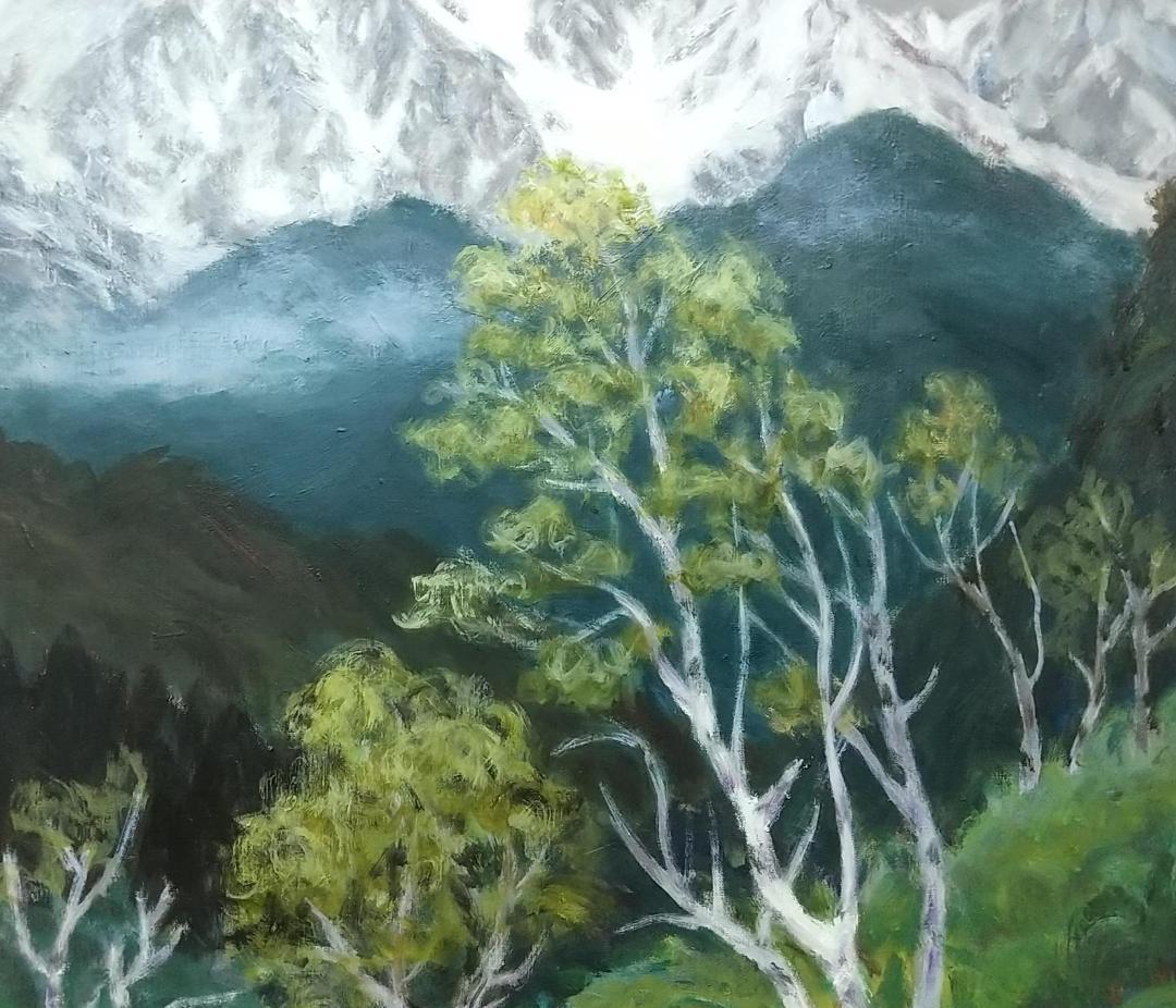 「白馬三山」1988 F15 絵画 油絵