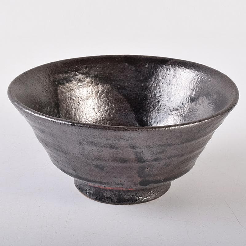 茶道具　川喜田半泥子作　黒釉　茶碗　書付共箱　M　R7853