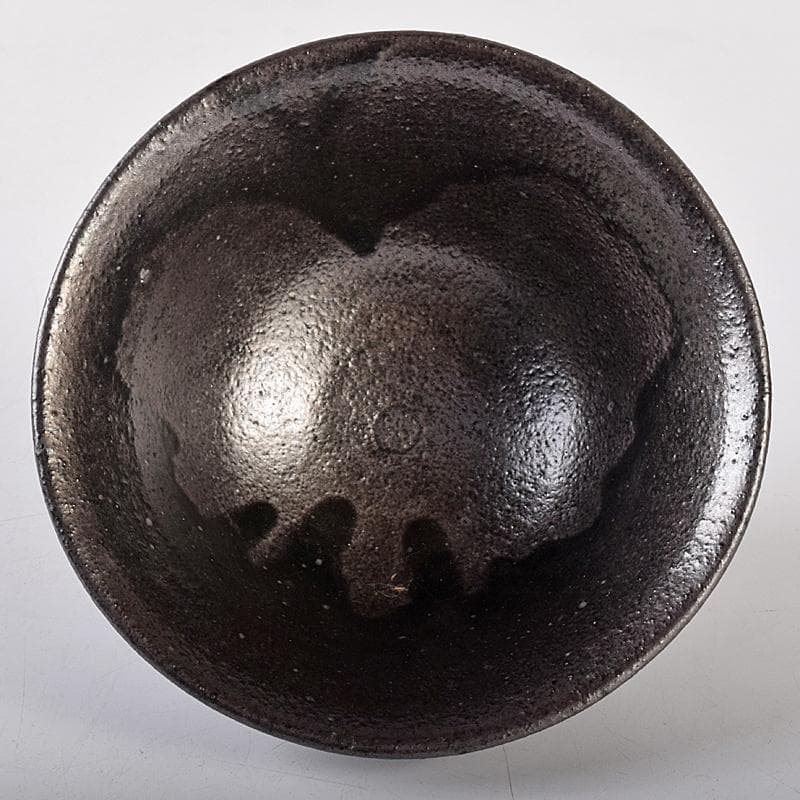 茶道具　川喜田半泥子作　黒釉　茶碗　書付共箱　M　R7853