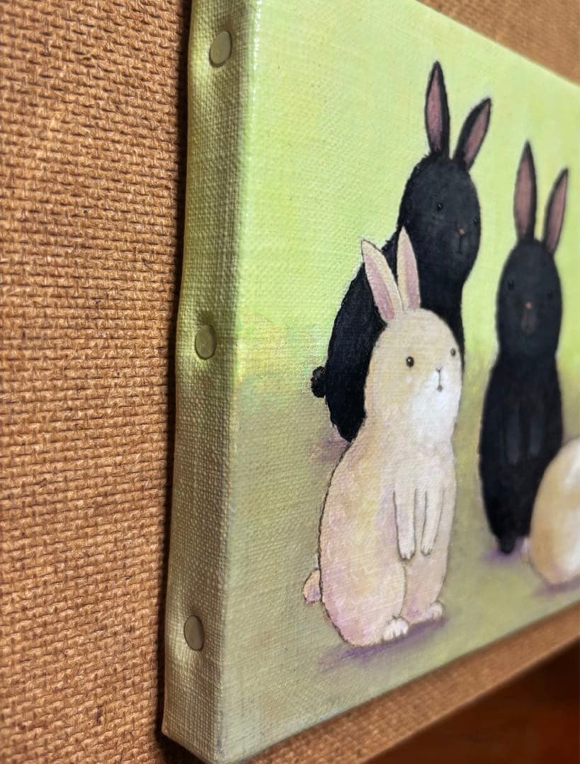オーダー品　自作絵画　猫とうさぎたち　猫とうさぎの絵