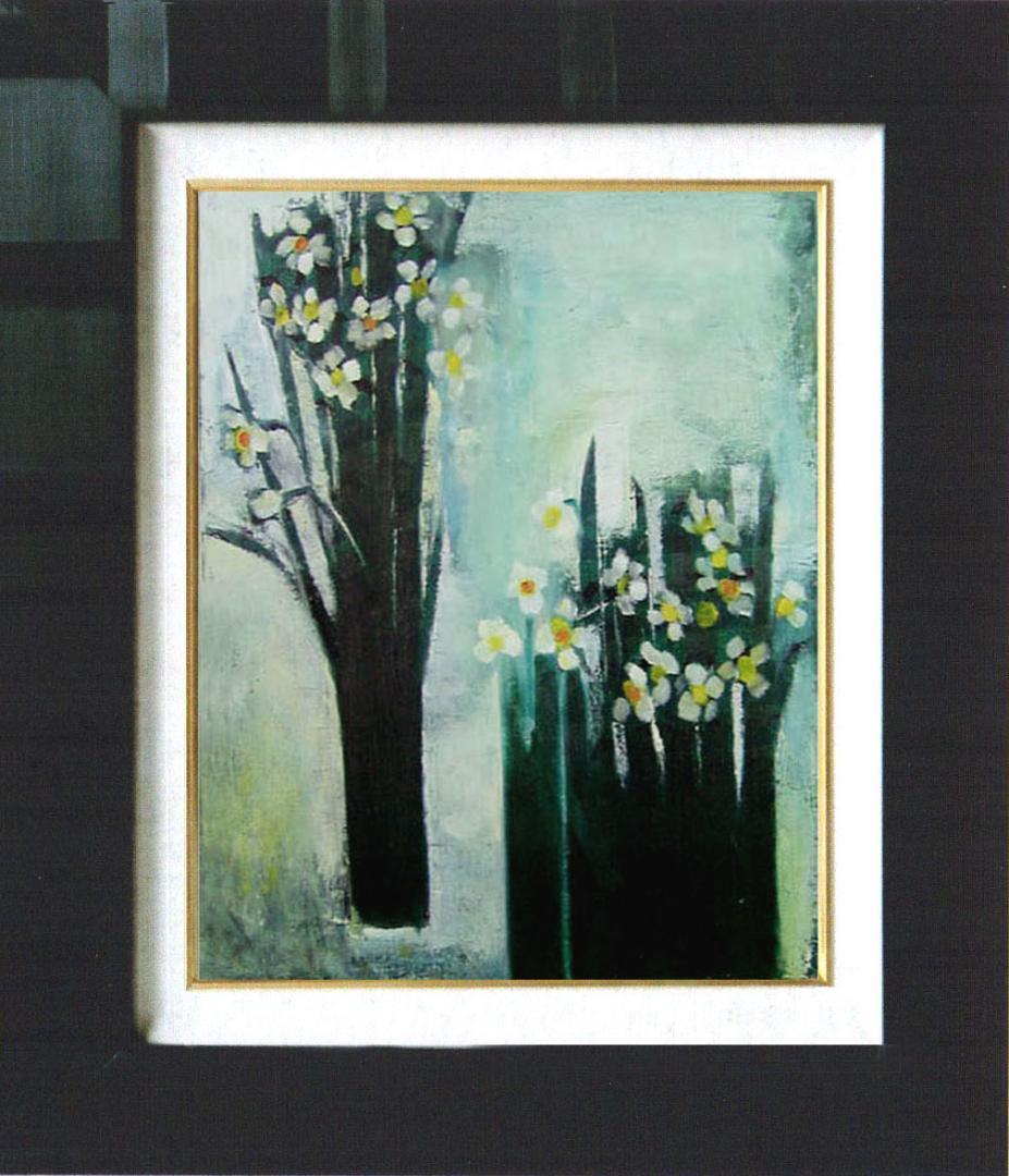 油絵 菅家令子 絵 絵画 インテリア 額付 (黒) F6-182023 花