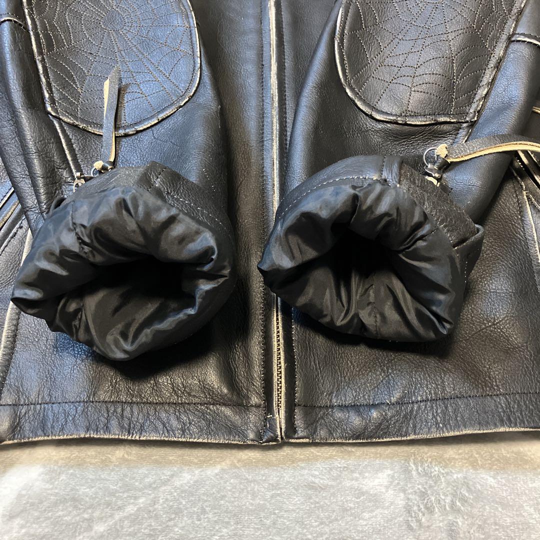 【美品】 Affliction シングルライダースジャケット スカル 刺繍 XL