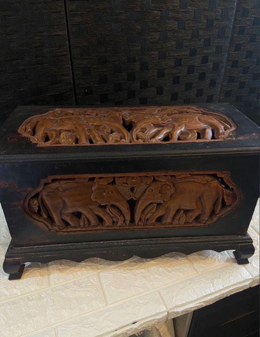 木製ボックス　BOX アジアン　象彫　アンティーク　家具
