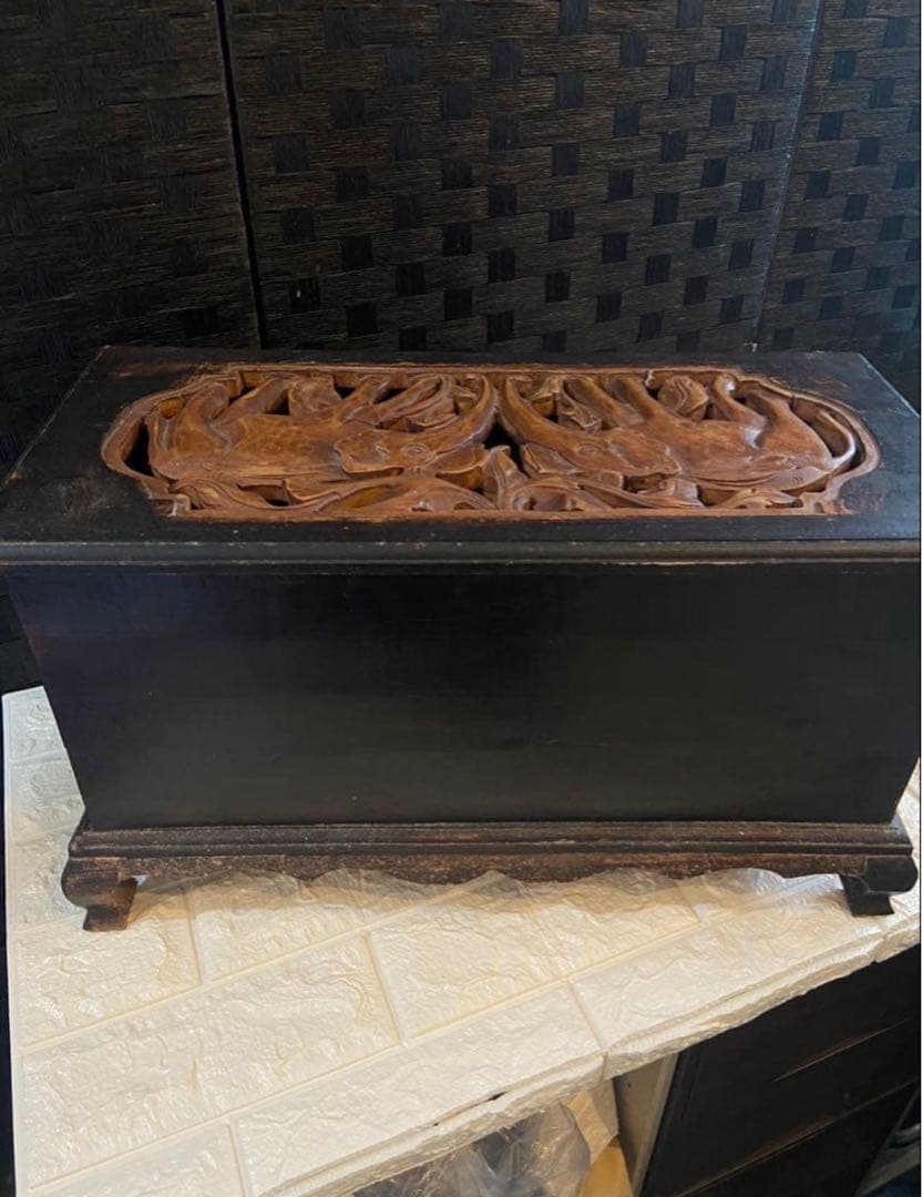 木製ボックス　BOX アジアン　象彫　アンティーク　家具