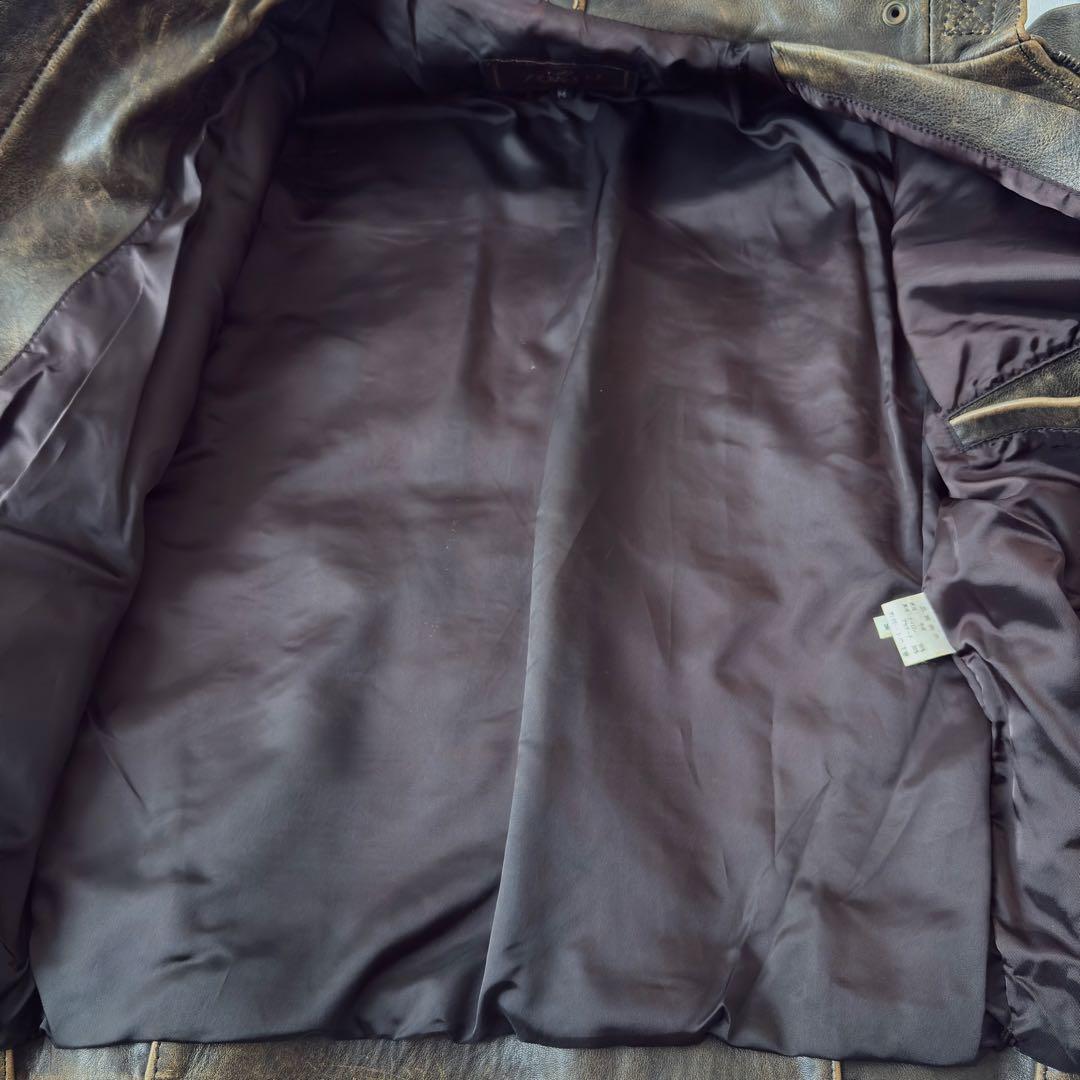 舶来堂 シングルライダース ジャケット 革ジャン ブラウン バイク ビンテージM