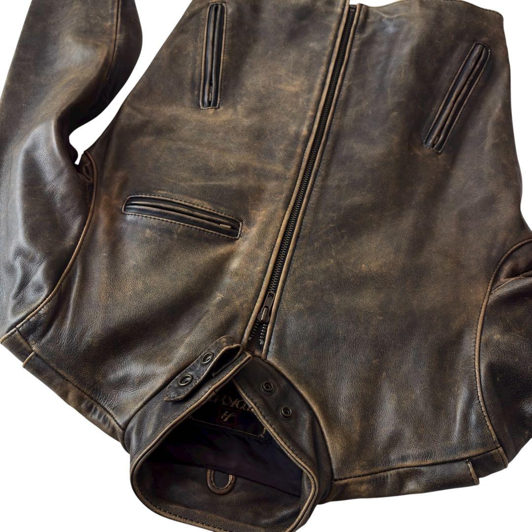 舶来堂 シングルライダース ジャケット 革ジャン ブラウン バイク ビンテージM