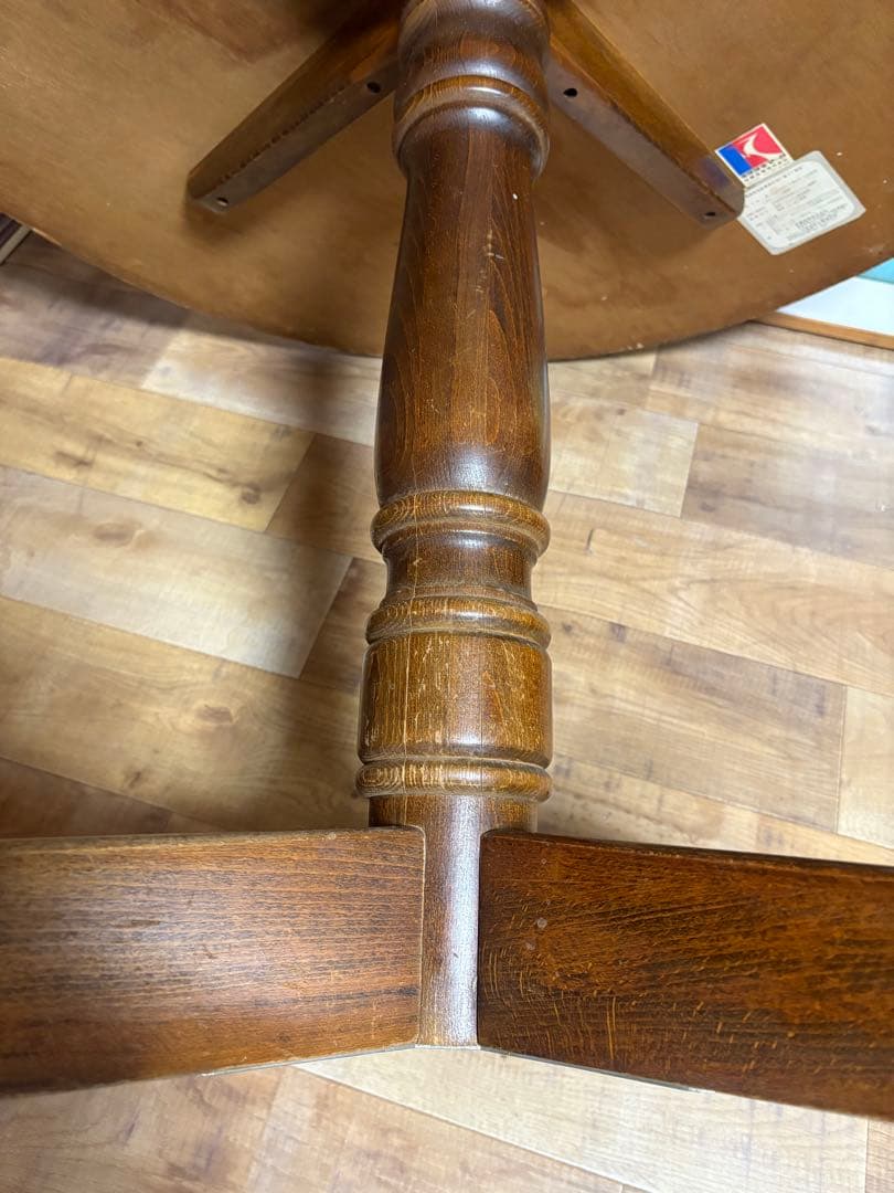 キツツキ　飛騨産業　昭和レトロ　ヴィンテージ　ダイニングテーブル　丸テーブル