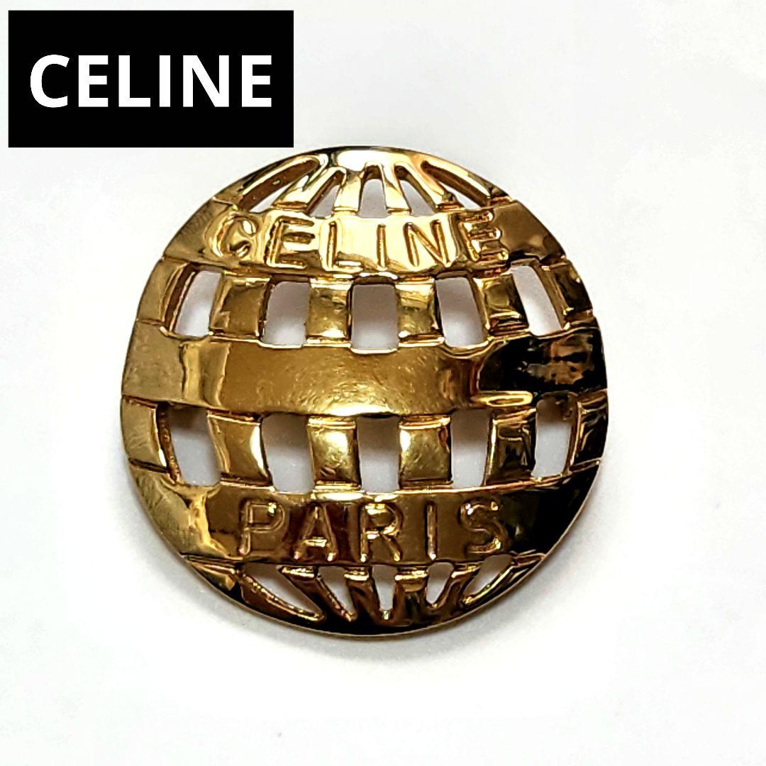 美品 CELINE セリーヌ ブローチ イタリア製 円形 ラウンド ゴールド