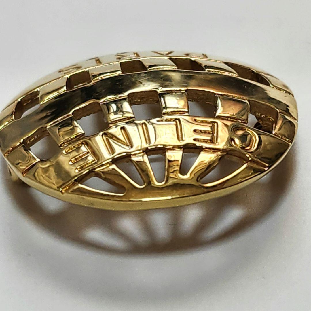 美品 CELINE セリーヌ ブローチ イタリア製 円形 ラウンド ゴールド