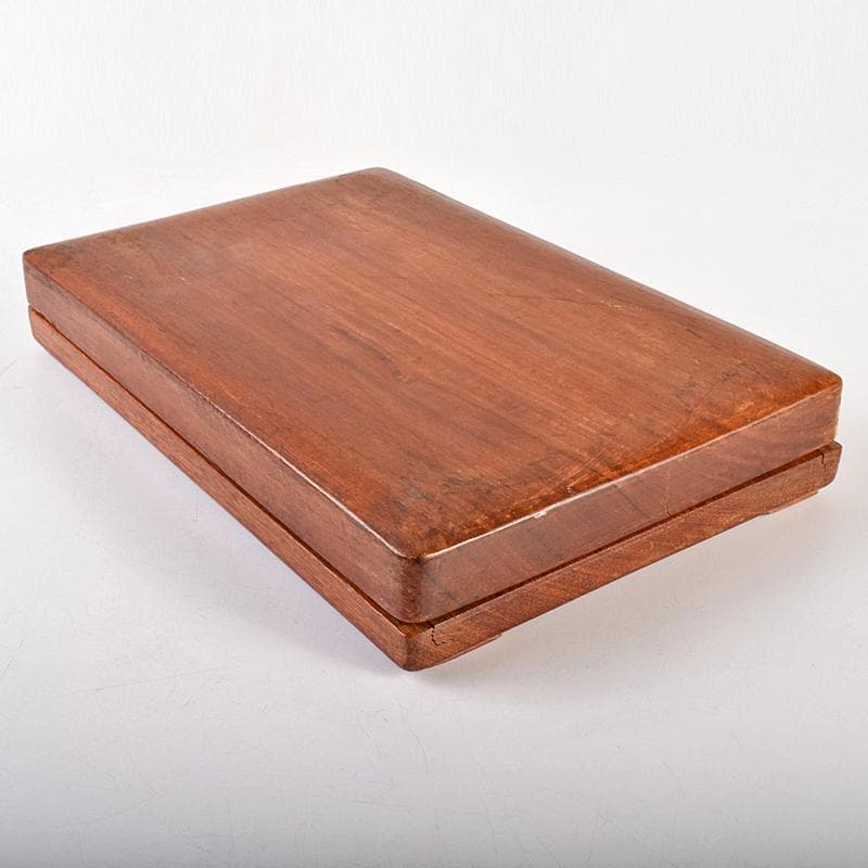 中国　書道具　端渓硯　唐木箱付　M　R7555