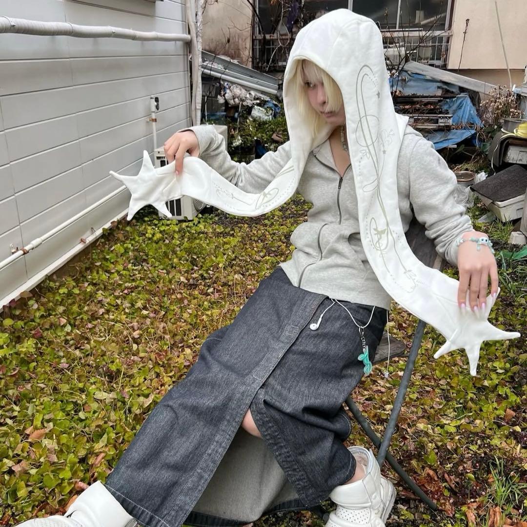 s/ash スターフード マフラービーニー Y2K グランジ ニット帽 スカーフ