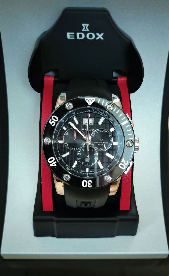 エドックス EDOX クラスワン クロノオフショア ビッグデイト クォーツ　訳有