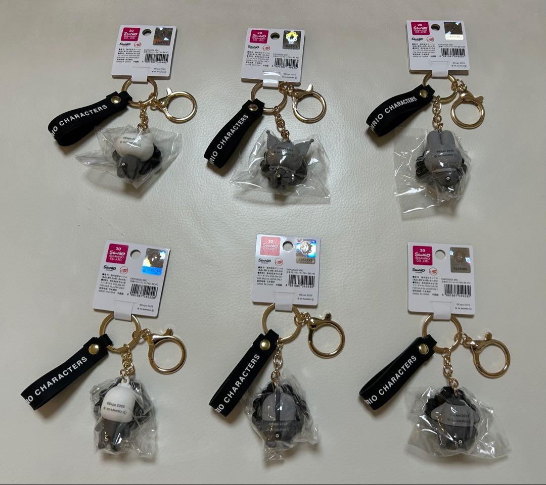 大阪・関西万博　サンリオ　黒ミャクミャクなりきりキーホルダー　6種セット　新品