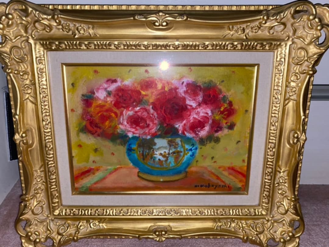 小林昌郎　バラ（F4号）油彩画