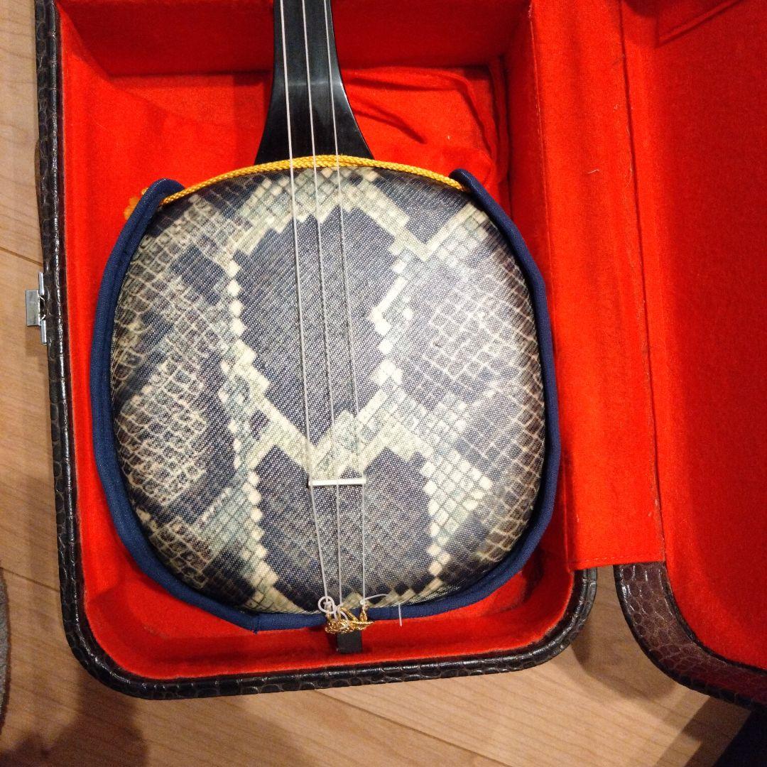 沖縄三線　蛇柄　人工皮　専用ハードケース付き