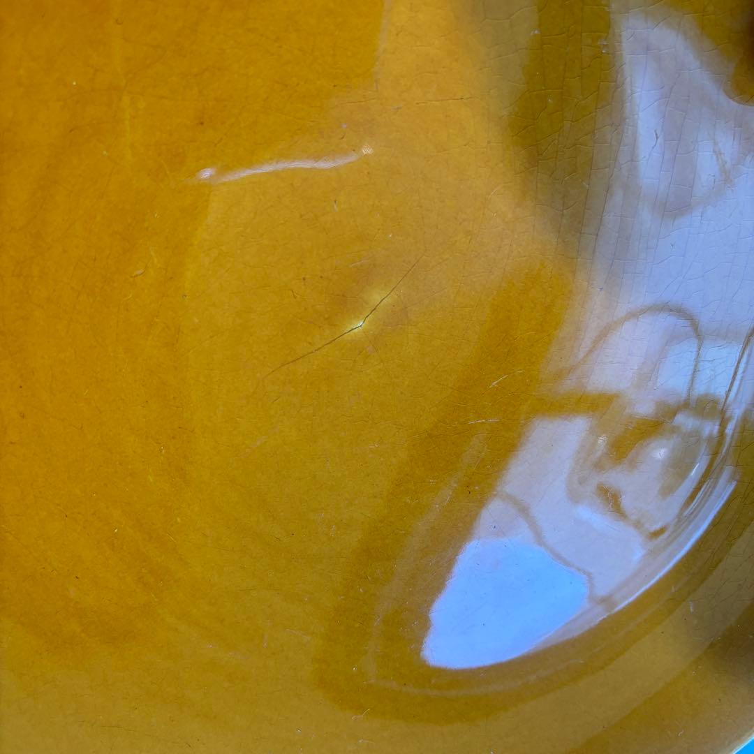 フランスヴィンテージ　サンタマン窯　プレート2点イエローブラウン古道具ブロカント