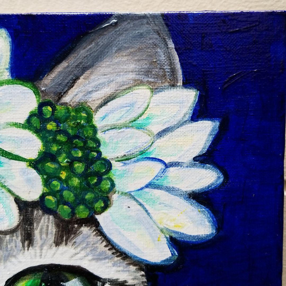 油絵　専用　花冠の猫　サバトラ白ちゃん