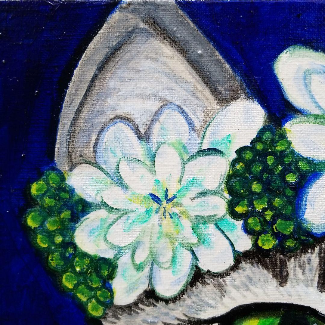 油絵　専用　花冠の猫　サバトラ白ちゃん