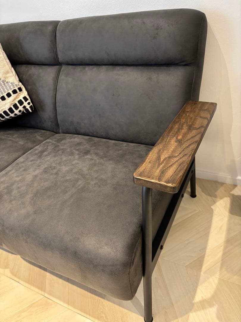 ダークグレー 合成皮革 ソファ